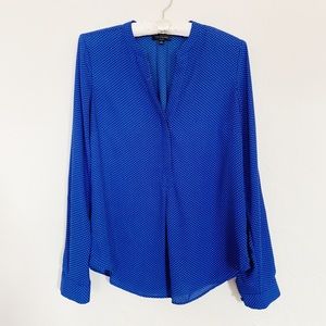 The Limited Blue Polka Dot Blouse Rolled Sleeves